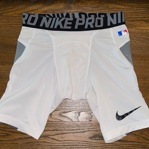 Boys Nike Pros for Baseball White and Gray